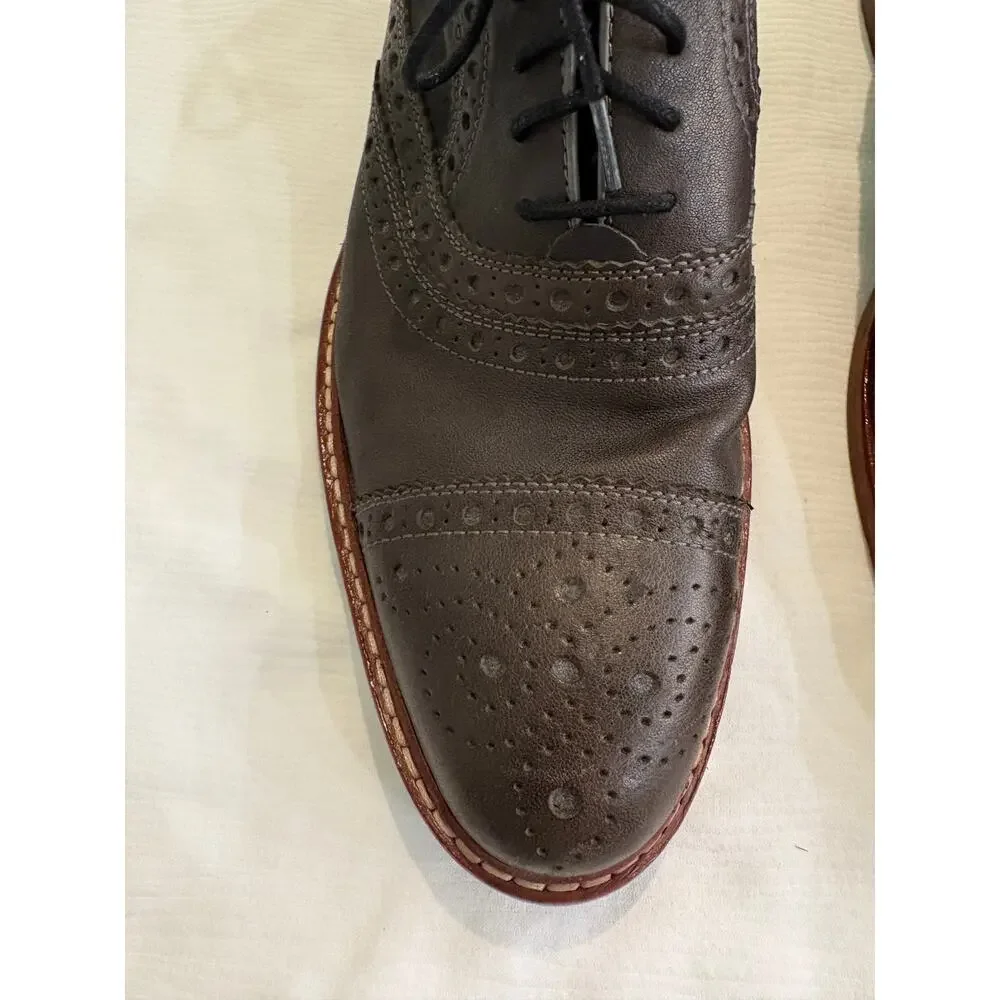 Johnston & Murphy 1850 Cap Toe Brogue Oxfords Men's 8 M Dark Gray Leather